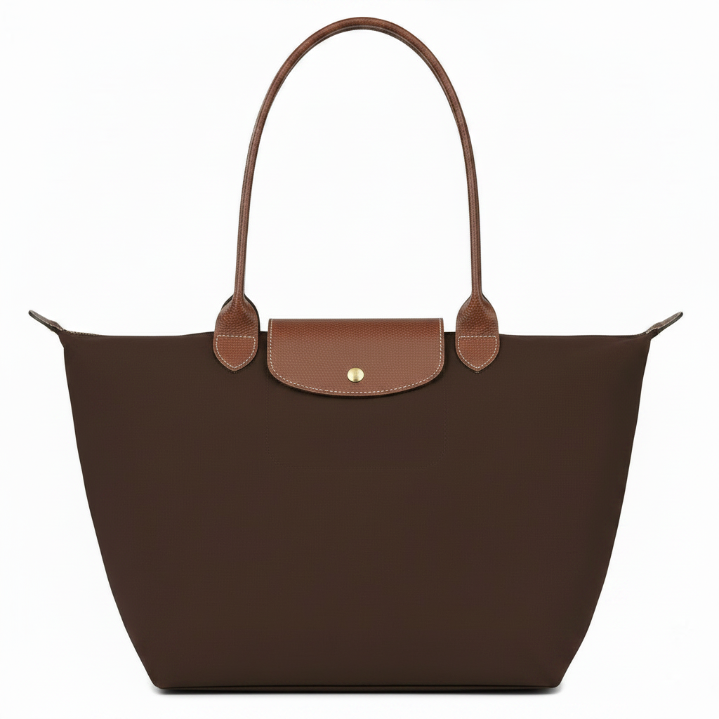 Large Packable Tote Bag, Ebony, front view