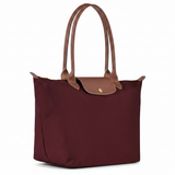 Large Packable Tote Bag, Burgundy, side view
