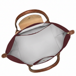 Large Packable Tote Bag, Burgundy, detail view