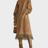 Marcia Suede Roll Neck Dress with Fringing - view 2