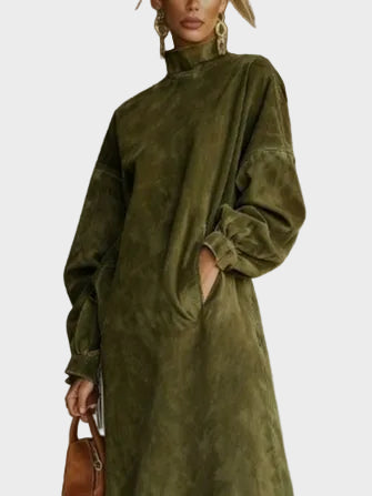 Marcia Suede Roll Neck Dress with Fringing - view 3