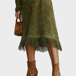 Marcia Suede Roll Neck Dress with Fringing - view 4