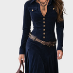 Margery Faux Suede Maxi Dress with Belt - view 2