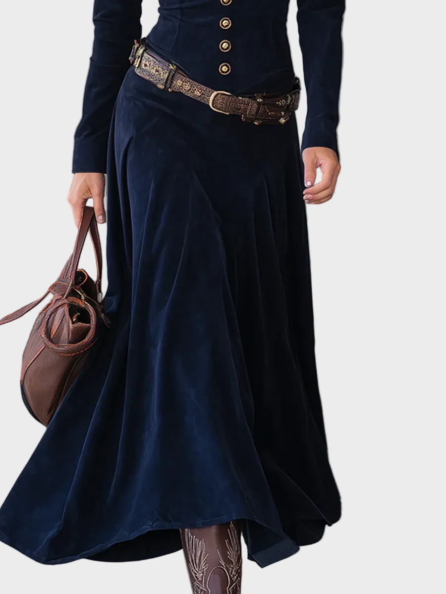 Margery Faux Suede Maxi Dress with Belt - view 3