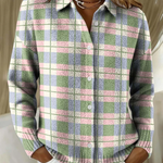 Margot Pastel Checked Cardigan with Buttons
