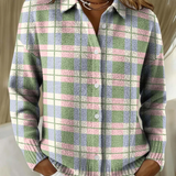 Margot Pastel Checked Cardigan with Buttons