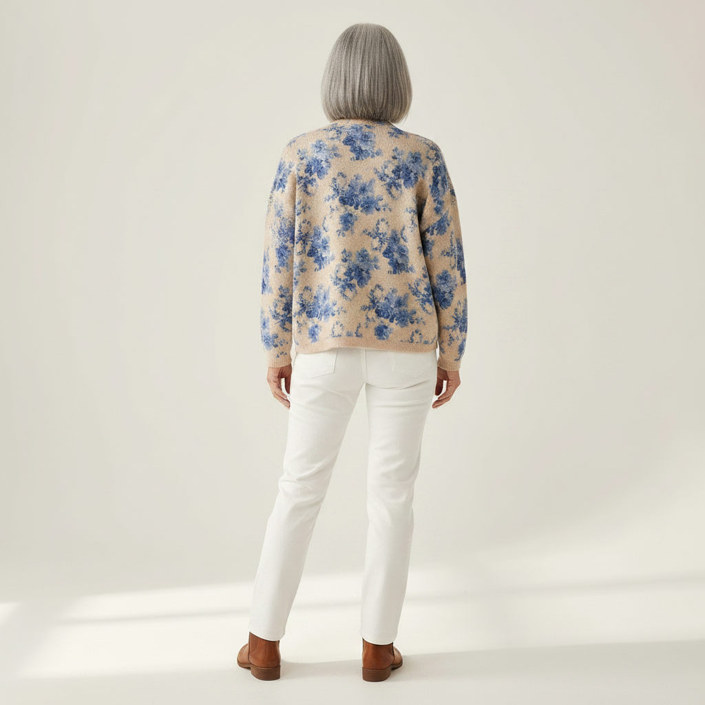 Marilyn Floral Art Print Buttoned Cardigan - view 3