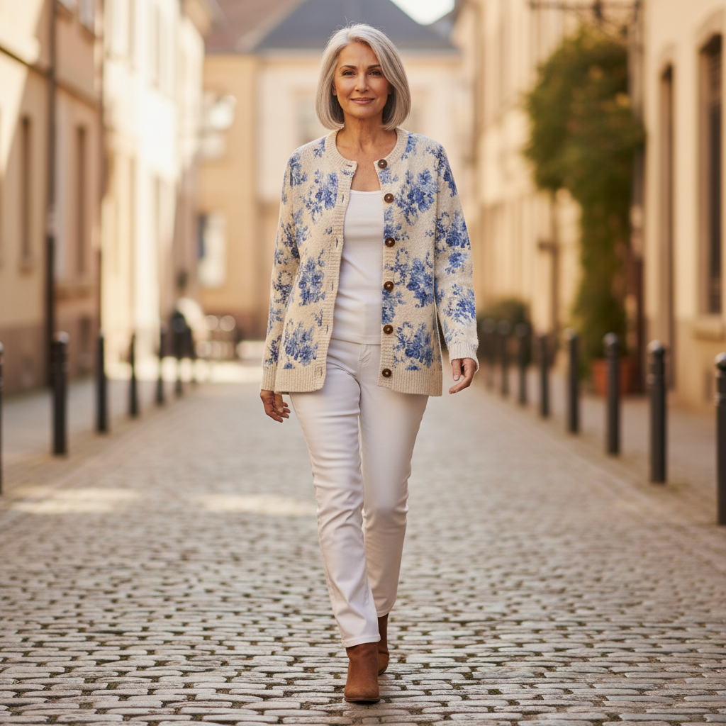 Marilyn Floral Art Print Buttoned Cardigan - view 4