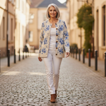 Marilyn Floral Art Print Buttoned Cardigan - view 4
