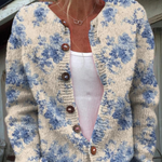 Marilyn Floral Art Print Buttoned Cardigan - view 5