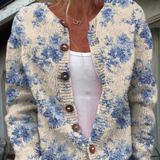 Marilyn Floral Art Print Buttoned Cardigan - view 5