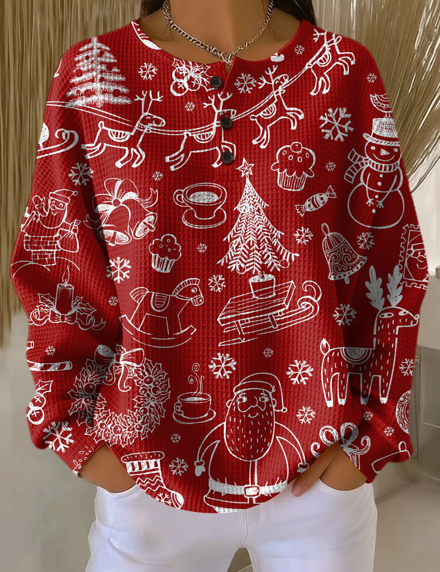 Merle Christmas Jumper in Red with White Designs
