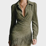 Mildred Green Viscose Wrap-Neck Mini Dress - view 2