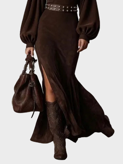 Millicent Retro Long-Sleeve Maxi Dress with Stand Collar - view 3