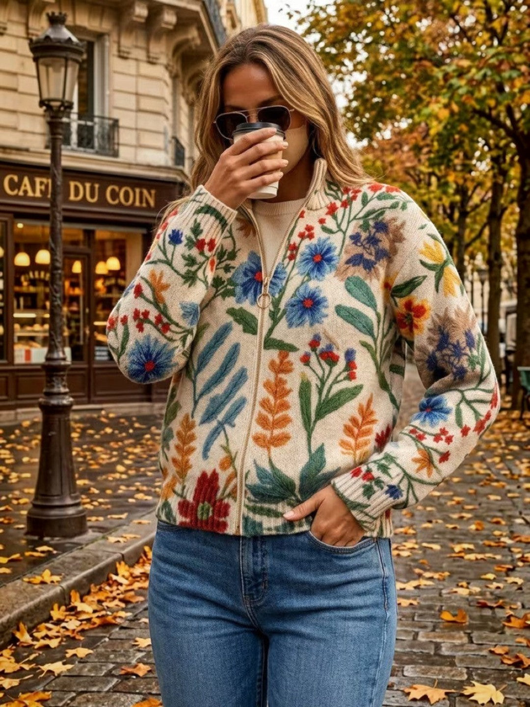 Birgit Cardigan with Botanical Floral Pattern - view 3