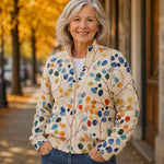 Anja Cardigan with Colourful Leaf Pattern - view 3