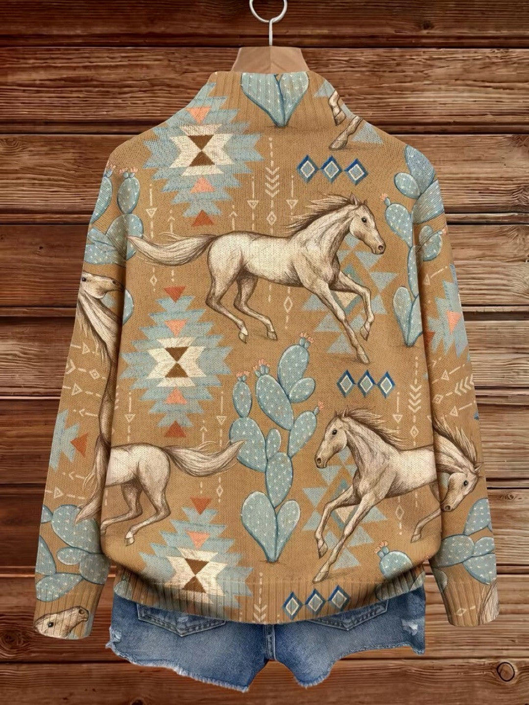 Brigitte Cardigan with Horse and Cactus Design - view 5