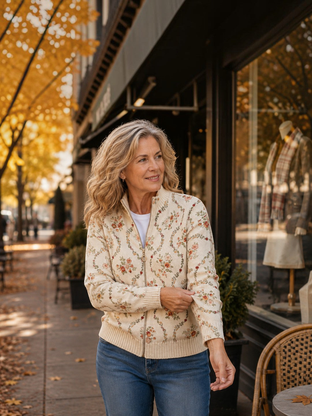 Ingrid Cardigan with Delicate Floral Vines - view 3