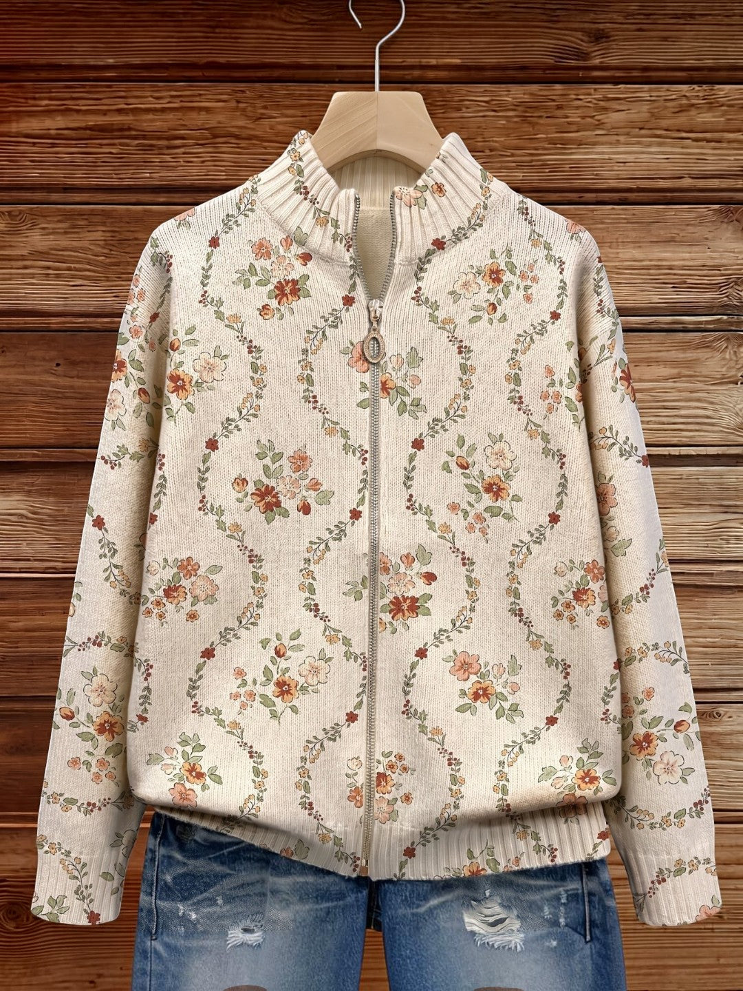 Ingrid Cardigan with Delicate Floral Vines - view 4