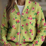 Elke Green Cardigan with Floral Pattern
