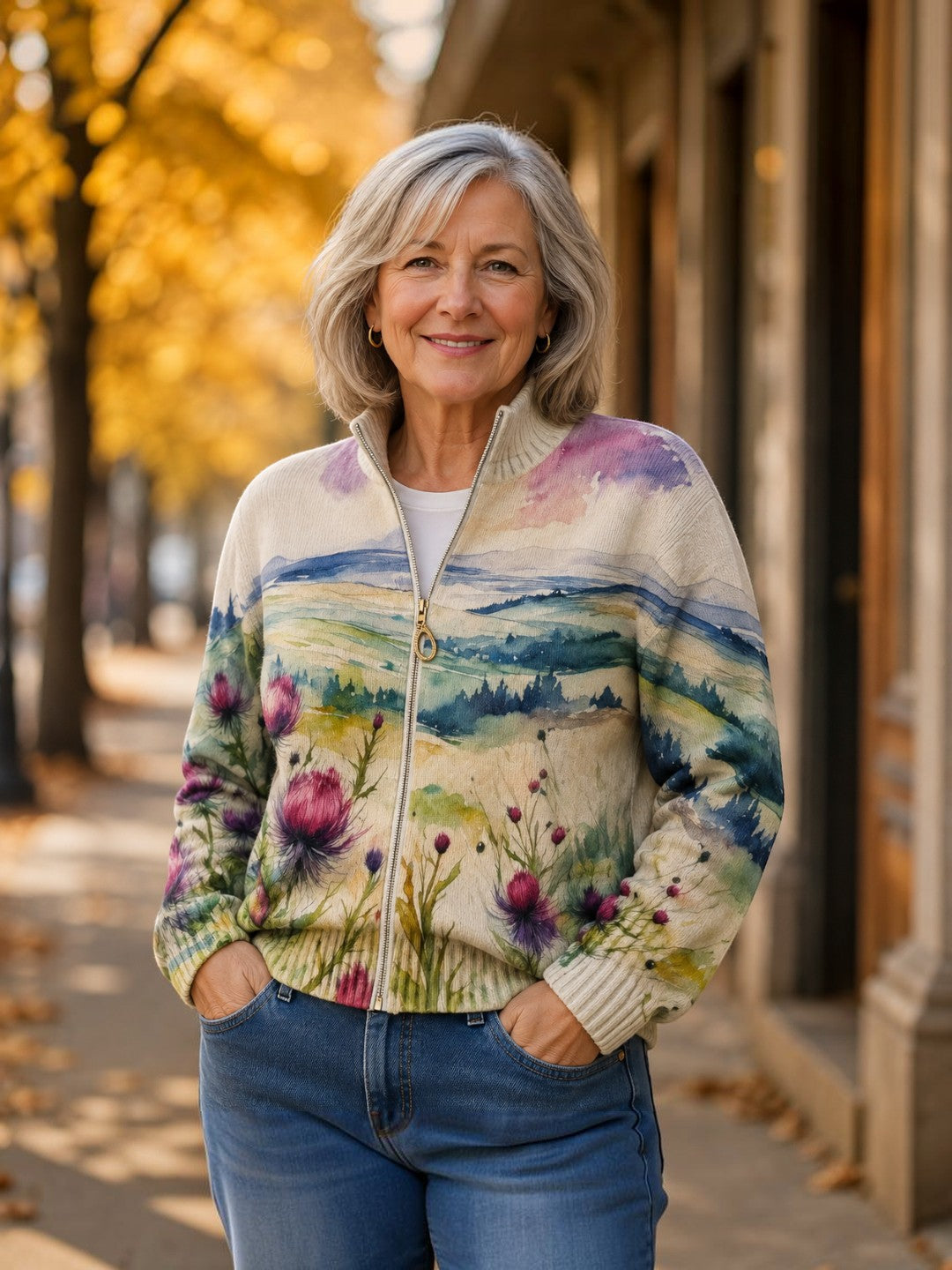 Heike Cardigan with Thistle and Landscape Motif - view 2