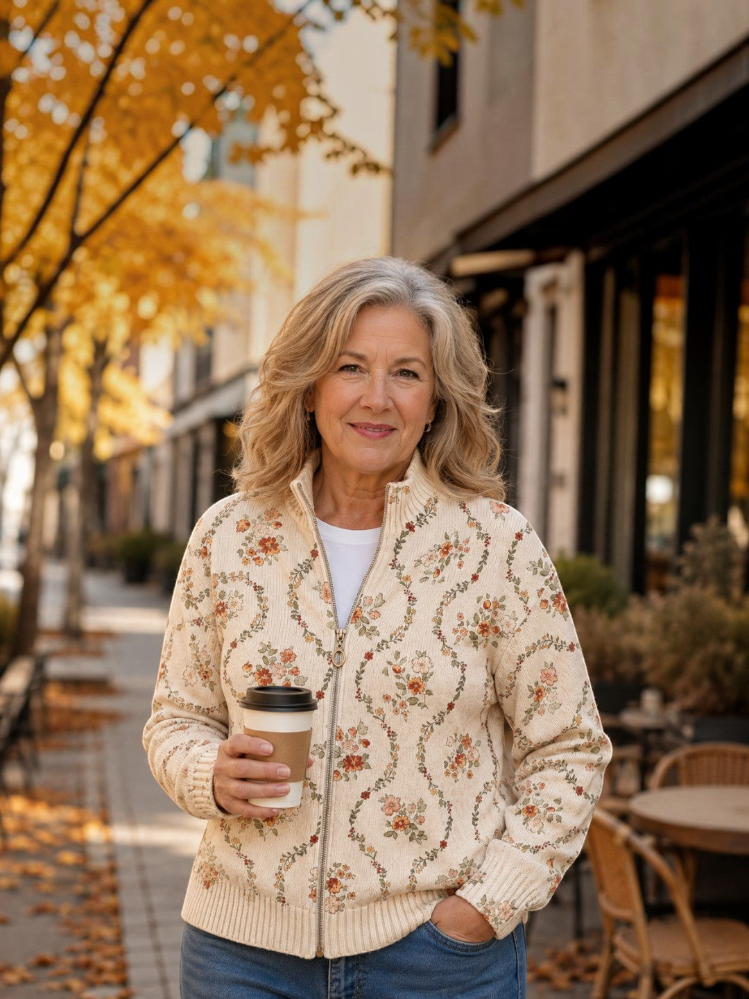 Ingrid Cardigan with Delicate Floral Vines - view 2