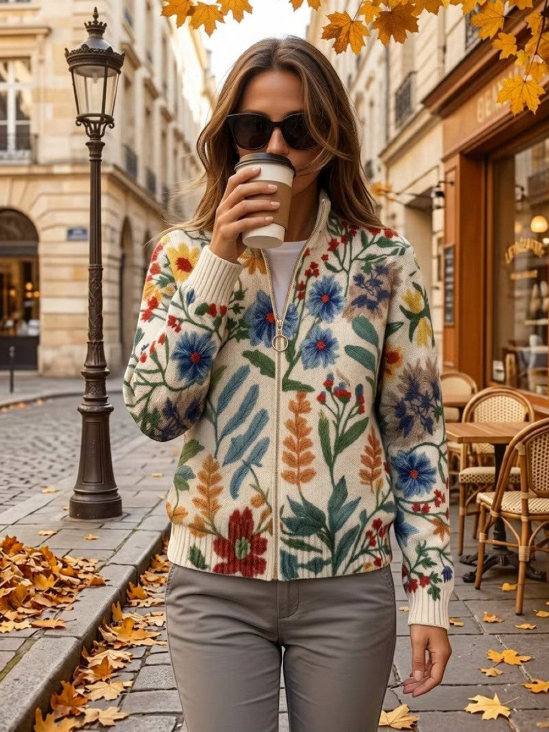 Birgit Cardigan with Botanical Floral Pattern - view 6