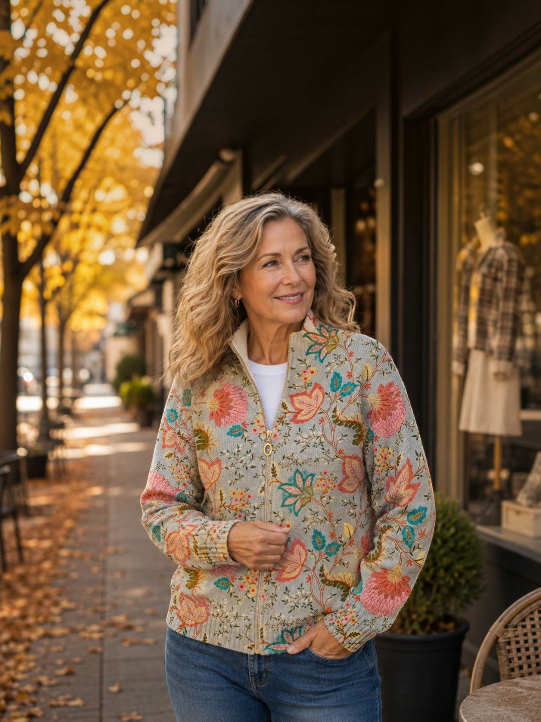 Petra Cardigan with Floral Garden Pattern - view 2