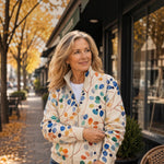 Anja Cardigan with Colourful Leaf Pattern - view 2