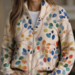 Anja Cardigan with Colourful Leaf Pattern
