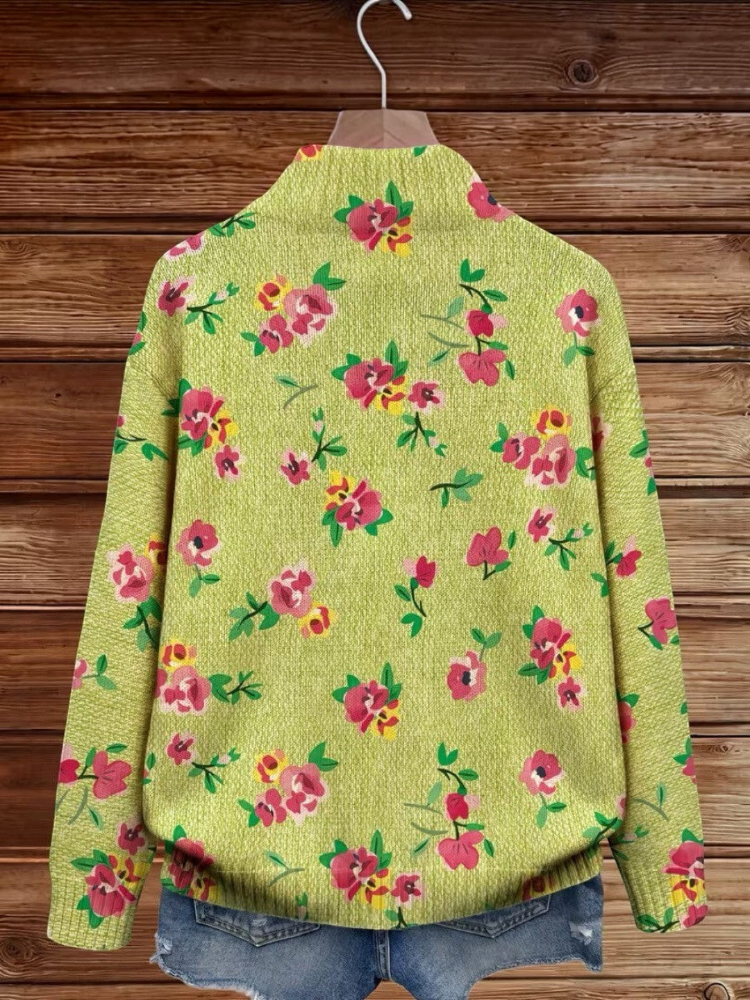 Elke Green Cardigan with Floral Pattern - view 4