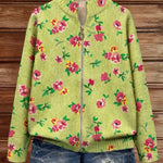 Elke Green Cardigan with Floral Pattern - view 2