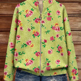 Elke Green Cardigan with Floral Pattern - view 2