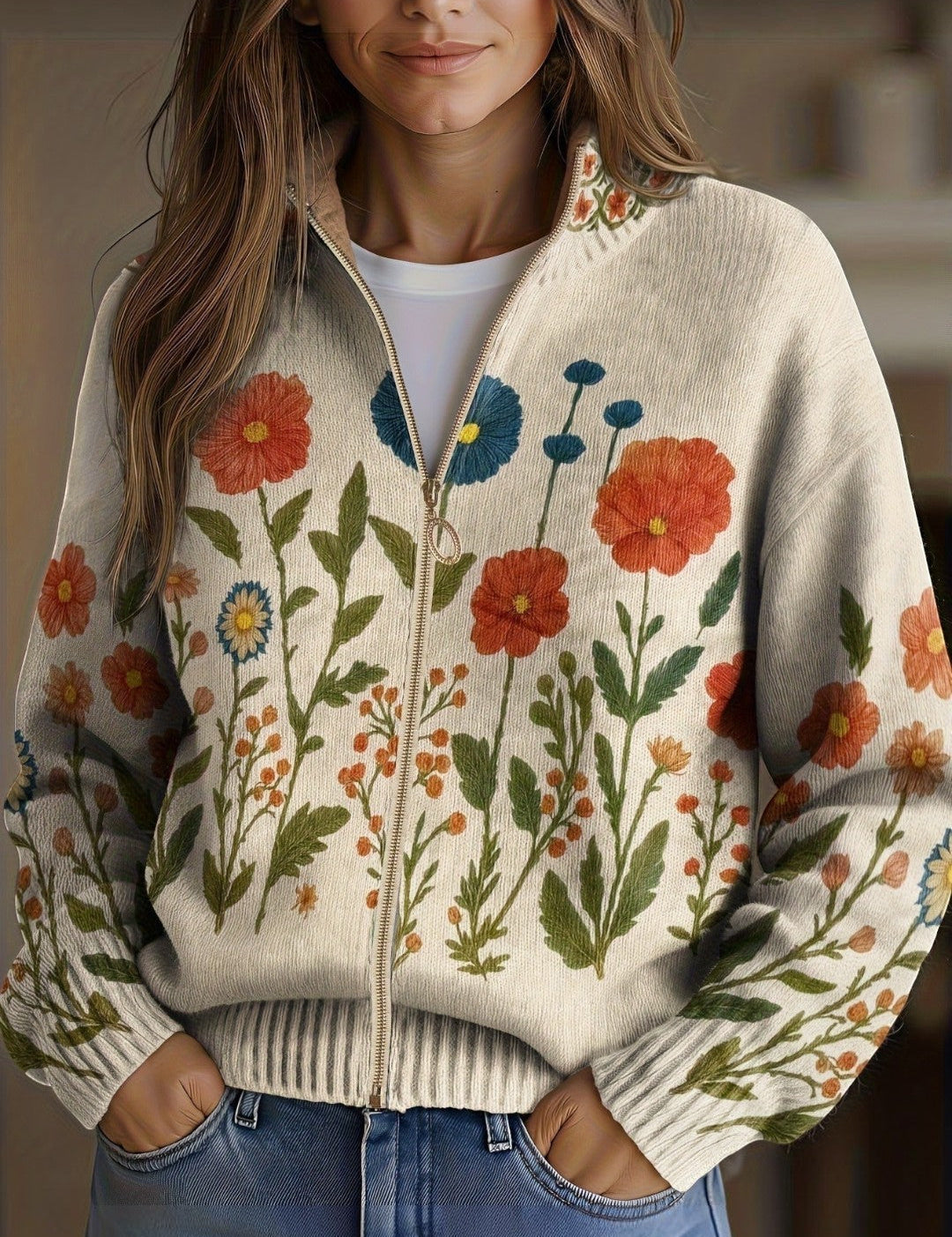 Andrea Cardigan with Wildflower Pattern