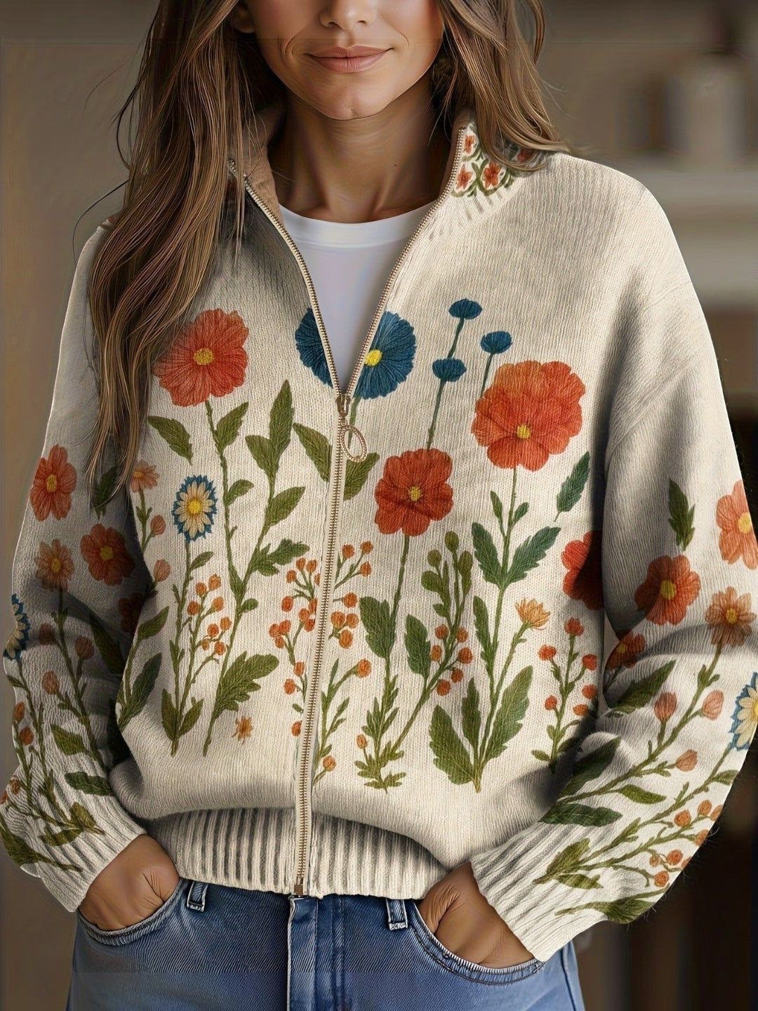 Andrea Cardigan with Wildflower Pattern