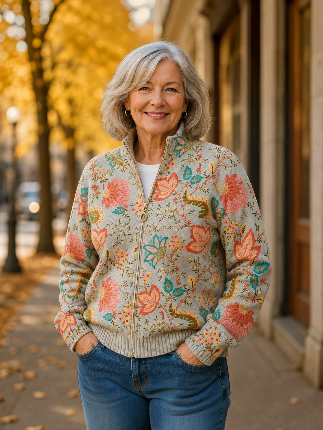 Petra Cardigan with Floral Garden Pattern - view 3