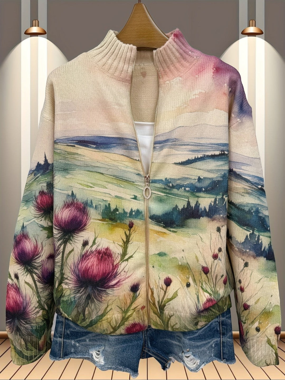 Heike Cardigan with Thistle and Landscape Motif - view 4