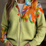 Claudia Cardigan with Colourful Lily Motif