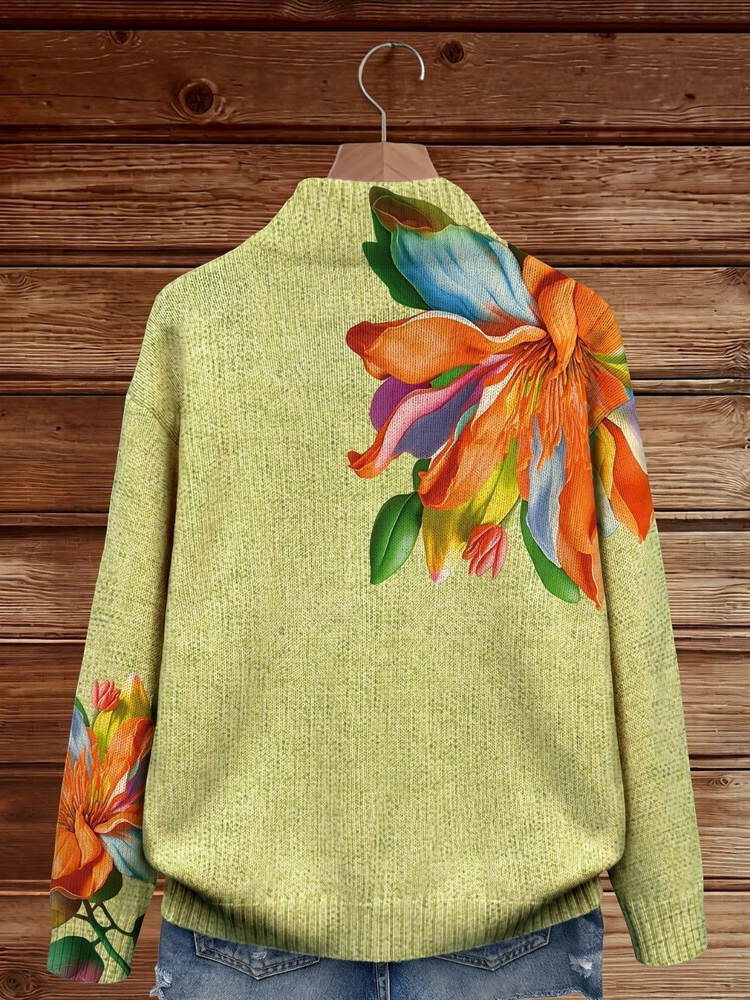 Claudia Cardigan with Colourful Lily Motif - view 2