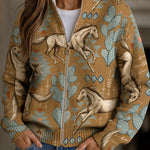 Brigitte Cardigan with Horse and Cactus Design