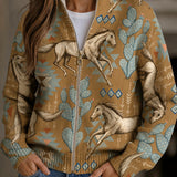 Brigitte Cardigan with Horse and Cactus Design