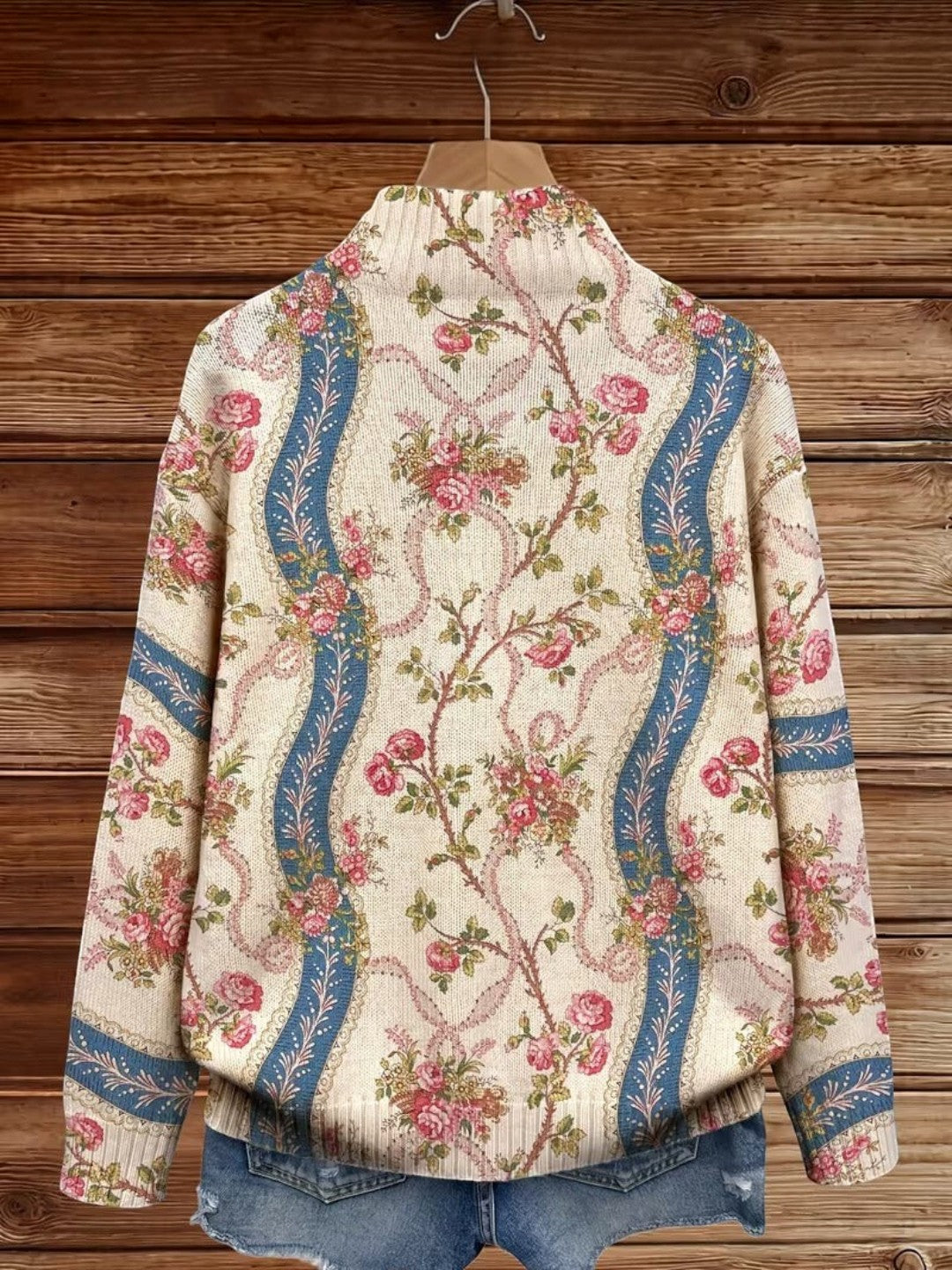Sabine Cardigan with Rose Vine Pattern - view 4