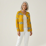 Moira Vintage Fish Sardines Art Print Buttoned Cardigan