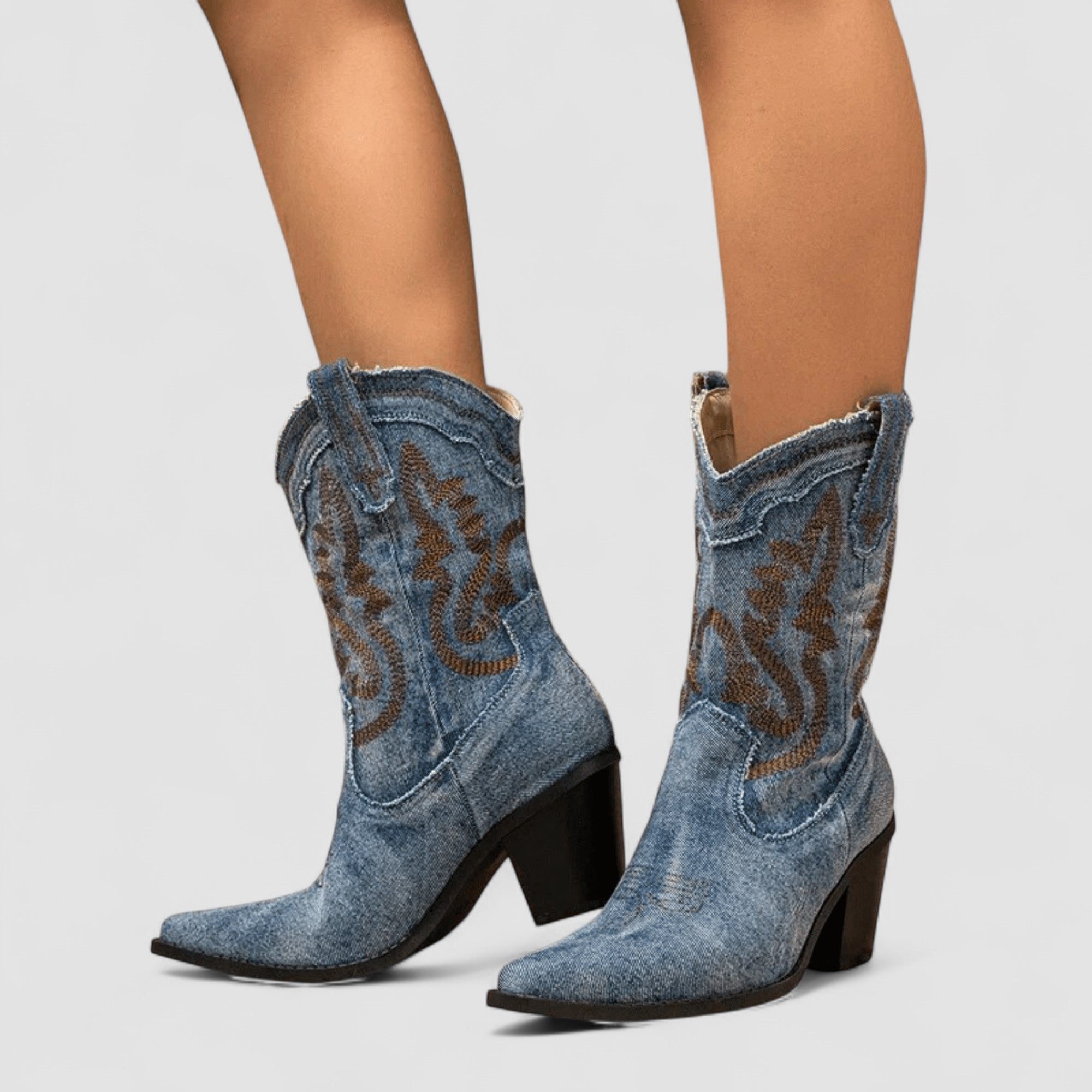 Callie, Embroidered Western Ankle Boots