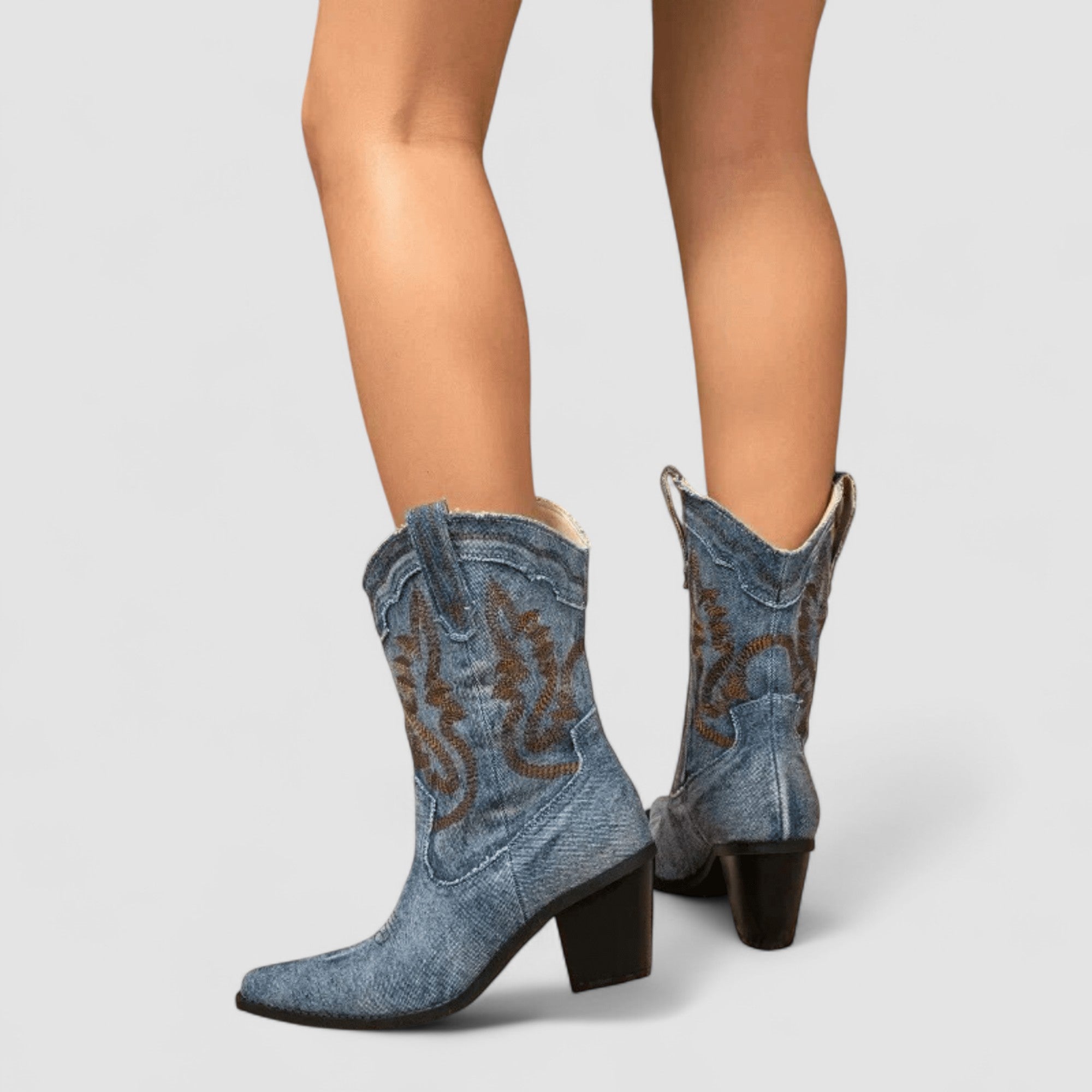 Callie, Embroidered Western Ankle Boots