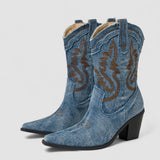Callie, Embroidered Western Ankle Boots