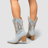Callie, Embroidered Western Ankle Boots