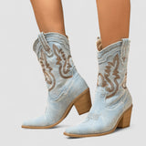 Callie, Embroidered Western Ankle Boots