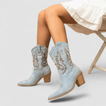 Callie, Embroidered Western Ankle Boots