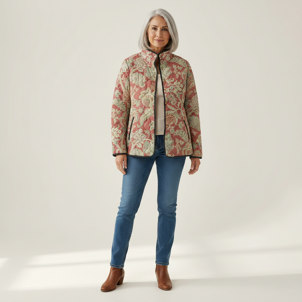 Nancy Vintage Floral Casual Quilted Jacket